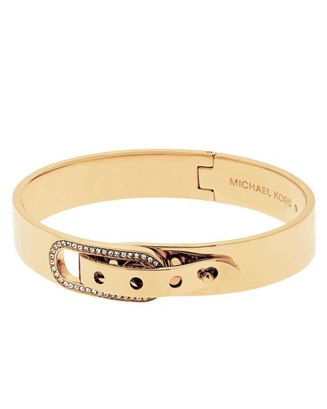 michael kors gold coloured buckle bangle|Michael Kors bracelet with diamonds.